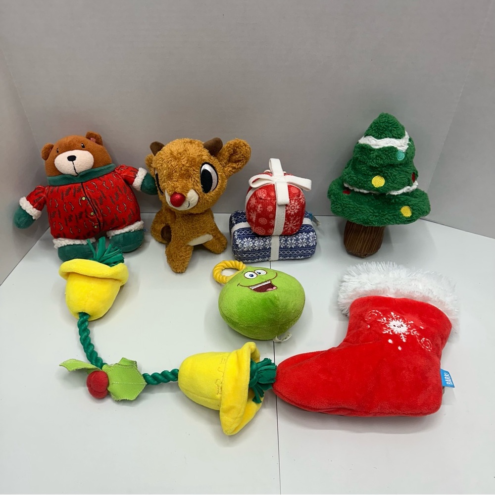 Festive Plush Dog Toy Set Christmas Themed